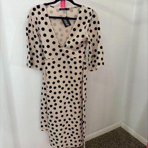 BOOHOO POLKA‎ DOT MIDI DRESS